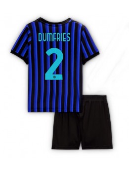 Billige Inter Milan Denzel Dumfries #2 Hjemmedraktsett Barn 2025-26 Kortermet (+ Korte bukser)